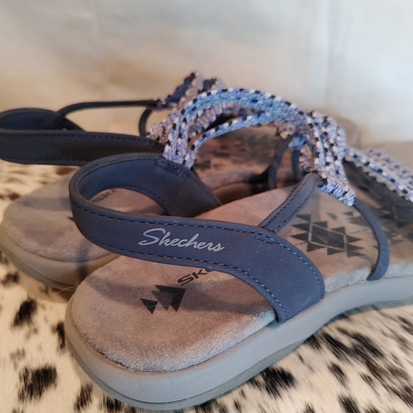 Skechers Blue & White Reggae Stretch Appeal Z-Gore Slingback Sandals Size 8 - Picture 7 of 9